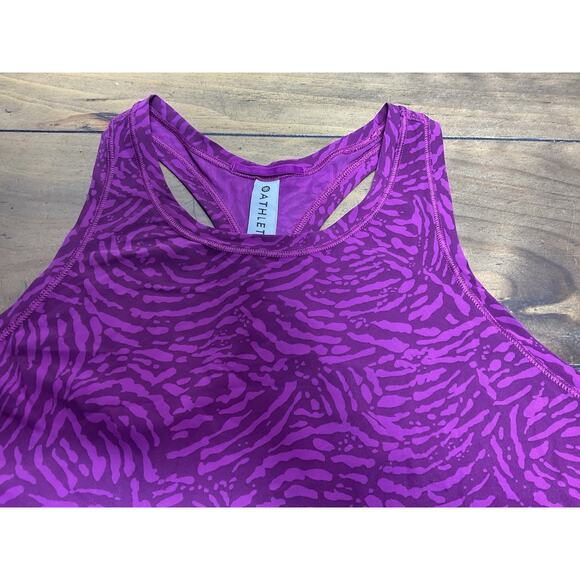 Athleta Racer Bank Tank Athletic Top Purple Pink Animal Print Size Small - Picture 2 of 10